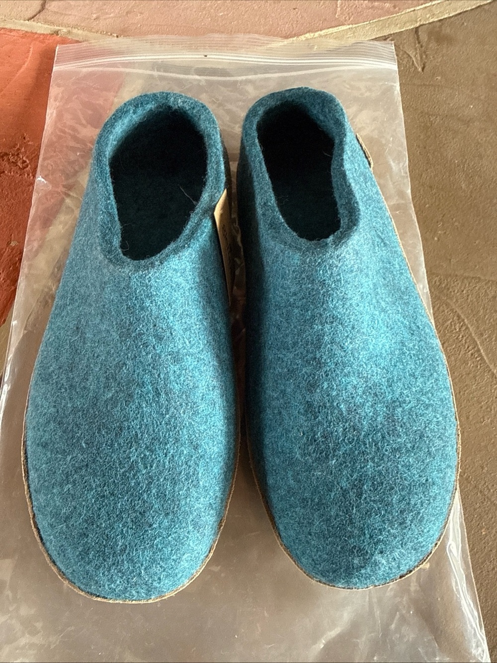 Glerups Unisex Felt Slip-on Leather Sole Blue Size 41 W10/M8 NWOB 100% Wool - Picture 2 of 9